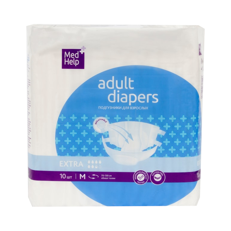 Изображение товара МедХелп Подгузники для взрослых размер M 10 шт