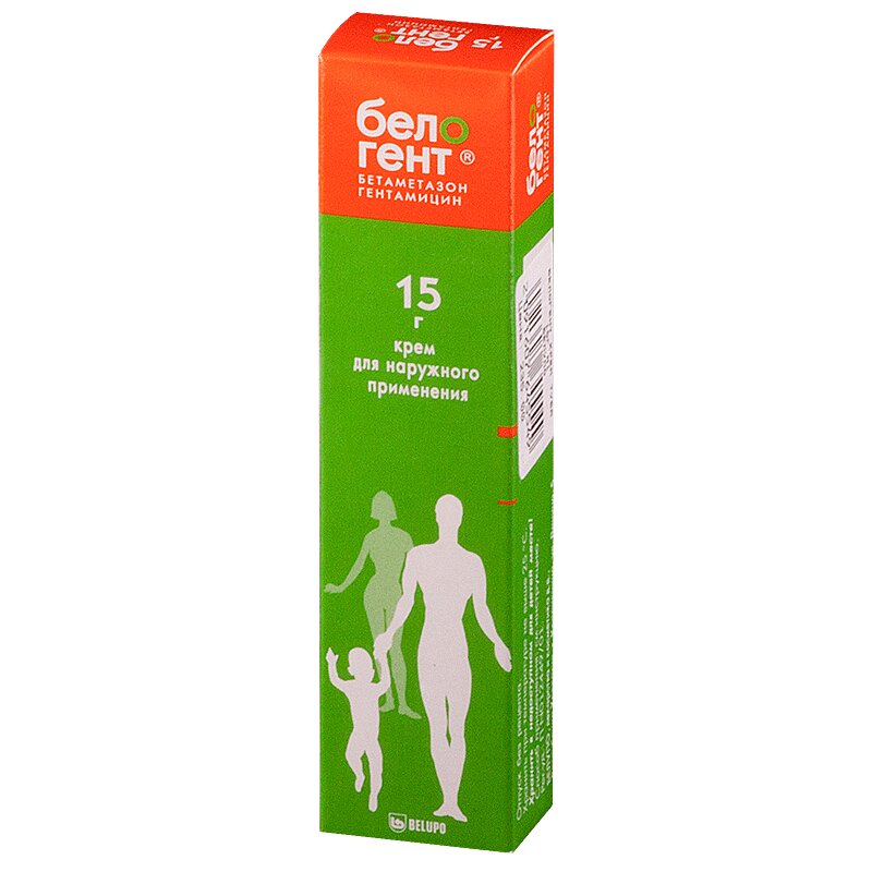 Изображение товара Белогент крем 15 г с бетаметазоном и гентамицином для дерматологических заболеваний