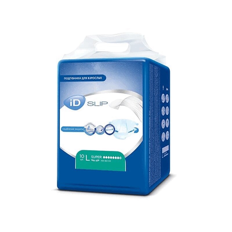 Изображение товара iD Slip Super Подгузники для взрослых L 10 шт Изображение товара iD Slip Super Подгузники для взрослых L 10 шт