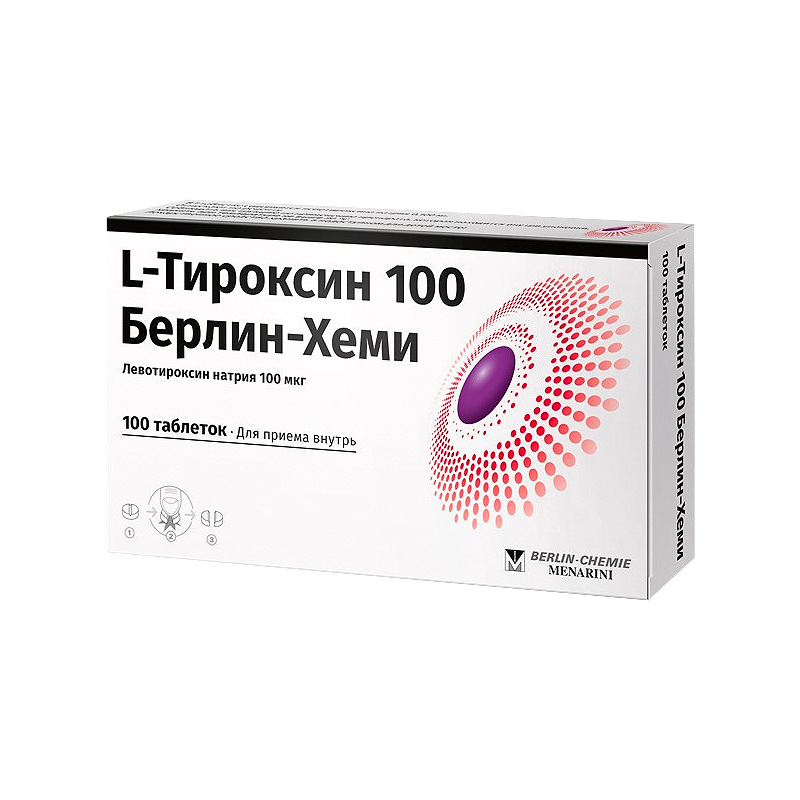 Изображение товара Купите L-Тироксин 100 Берлин-Хеми 100 мкг таблетки для лечения гипотиреоза
