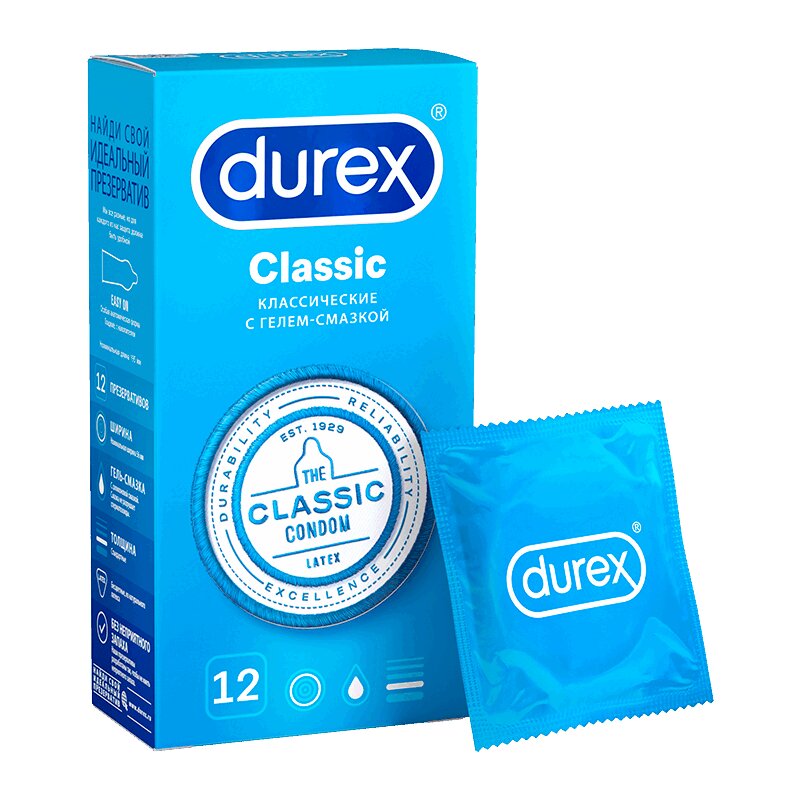 Изображение товара Презервативы Durex Classic классические с силиконовой смазкой 12 шт