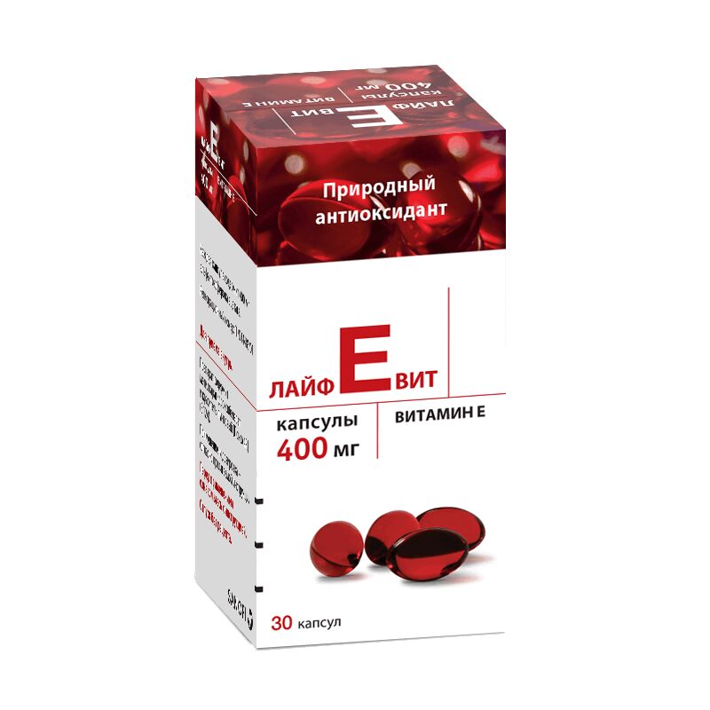 Изображение товара ЛайфЕвит 400 мг капсулы 30 шт - витамин Е для здоровья и иммунитета