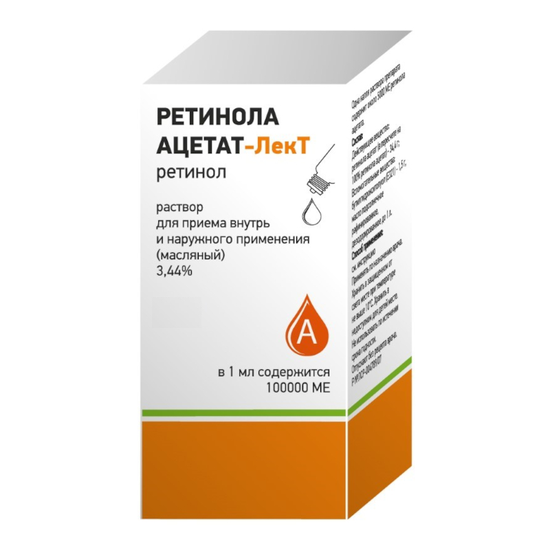 Изображение товара Ретинола ацетат-ЛекТ 100000 МЕ масляный раствор для глаза и кожи 50 мл
