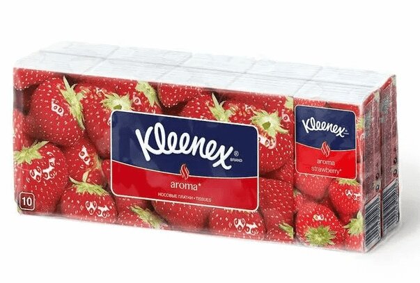 Клинекс Платки бумажные носовые Арома Клубника kleenex велти платочки бумажные ароматизированные клубника 10