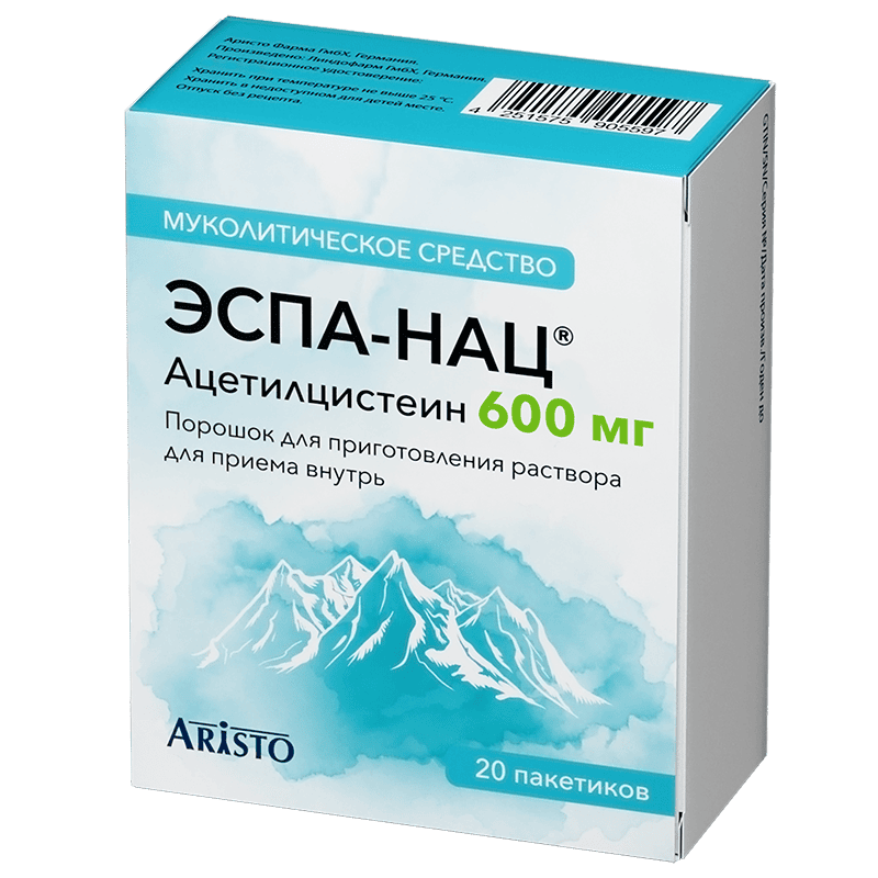 

Эспа-Нац 600 мг порошок для приготовления раствора для приема внутрь 3 г 20 шт
