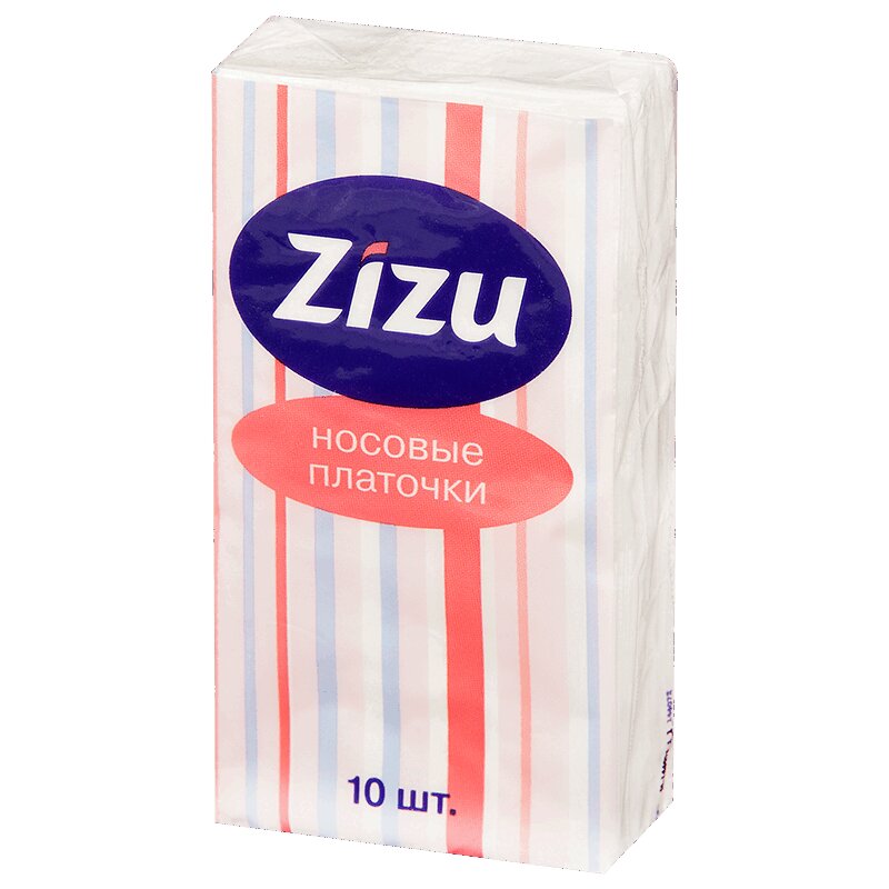Zizu Платочки бумажные носовые 10 шт чистовье салфетки 2 слойные бумажные вытяжные 100 шт уп