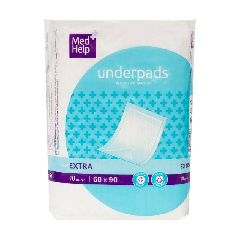 Изображение товара MedHelp Extra одноразовые пеленки для взрослых 60x90 см, 10 шт