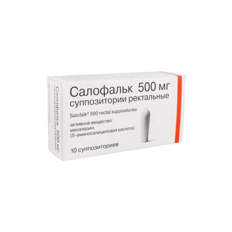 Изображение товара Салофальк 500 мг суппозитории ректальные 10 шт. лечение язвенного колита и болезни Крона