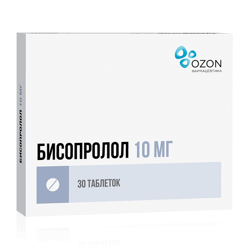 Изображение товара Бисопролол 10 мг таблетки 30 шт для лечения гипертензии