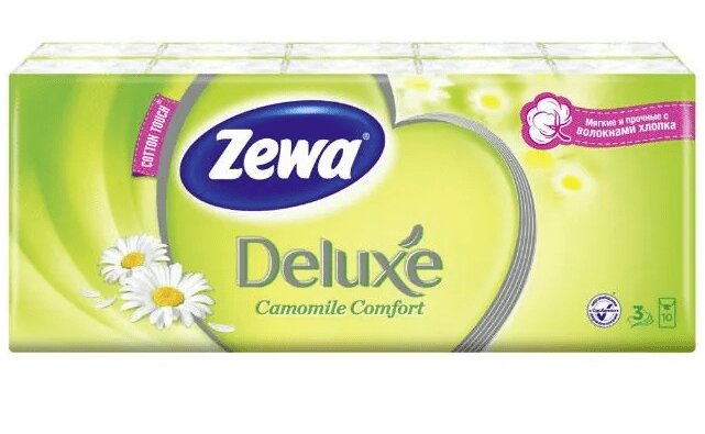 Изображение товара Zewa Deluxe Платки бумажные носовые Ромашка 10х10 шт