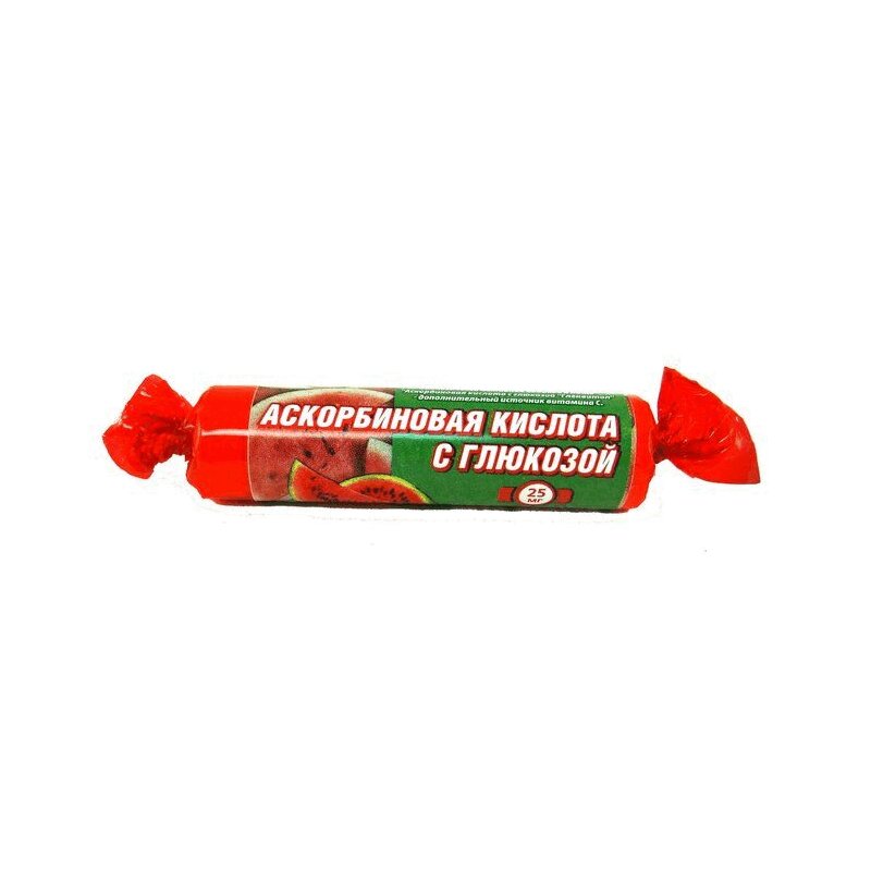 

Гленвитол Аскорбиновая кислота с глюкозой 25 мг таблетки жевательные Арбуз 10 шт