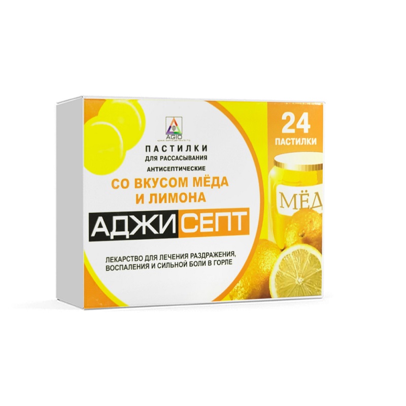 Аджисепт таблетки для рассасывания 24 шт Мед-Лимон аджисепт таблетки для рассасывания апельсин 24 шт