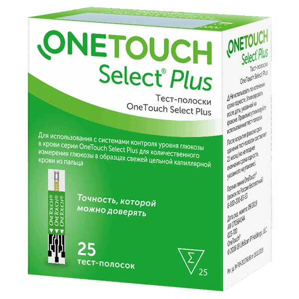 

OneTouch Select Plus Тест-полоски для глюкометра 25 шт