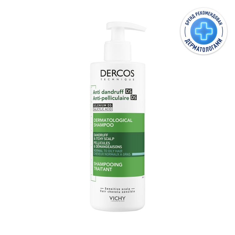 

Vichy Dercos Шампунь-уход интенсивный против перхоти для нормальных и жирных волос 390 мл
