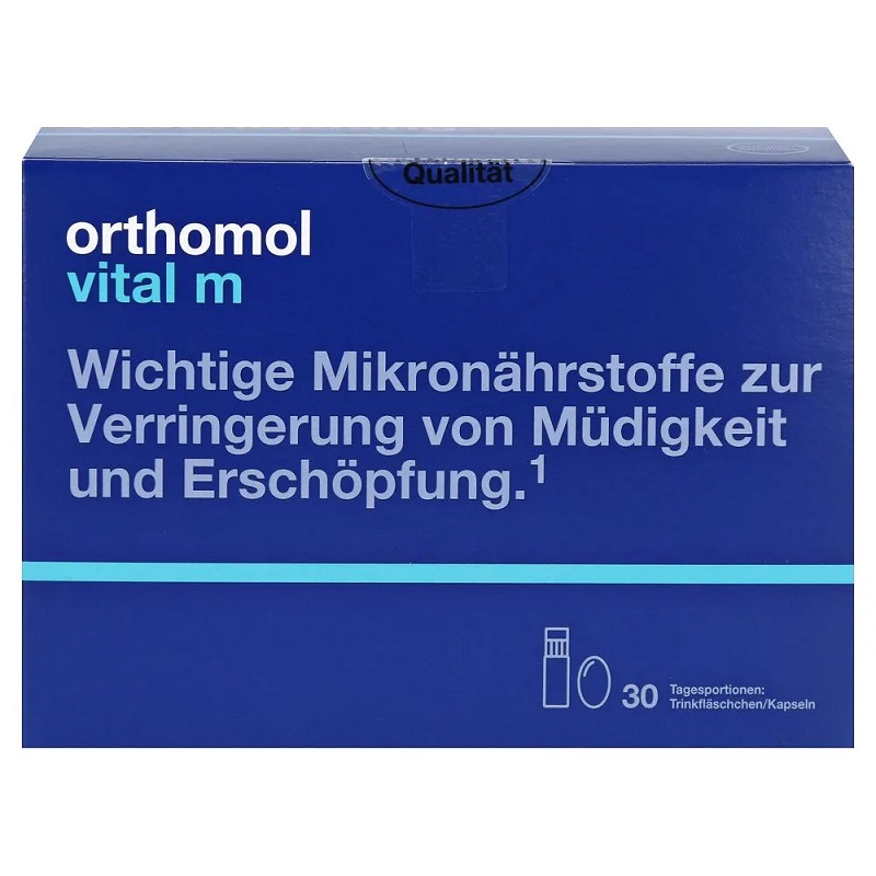 Ортомол Витал М набор бутылочка питьевая+капс.30 шт турамин медь капс 0 2г 90