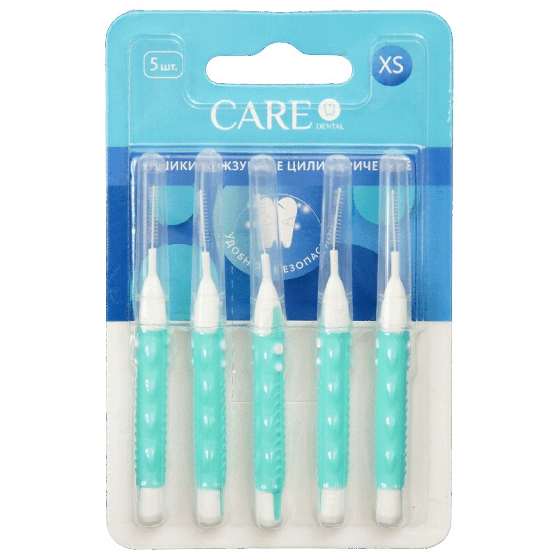 Care Dental Ершики межзубные размер XS 5 шт межзубные ершики для зубов брекетов l 1 0 mm my brilliant smile 40 шт