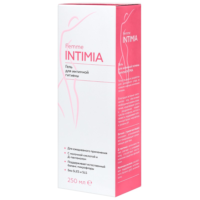 Femme Intimia Гель для интимной гигиены 250 мл дефемилема гель моющий для интимной гигиены с антибактериальными компонентами
