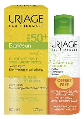 

Uriage Bariésun Эмульсия для лица матирующая SPF 50+ 50 мл + Вода мицеллярная 100 мл