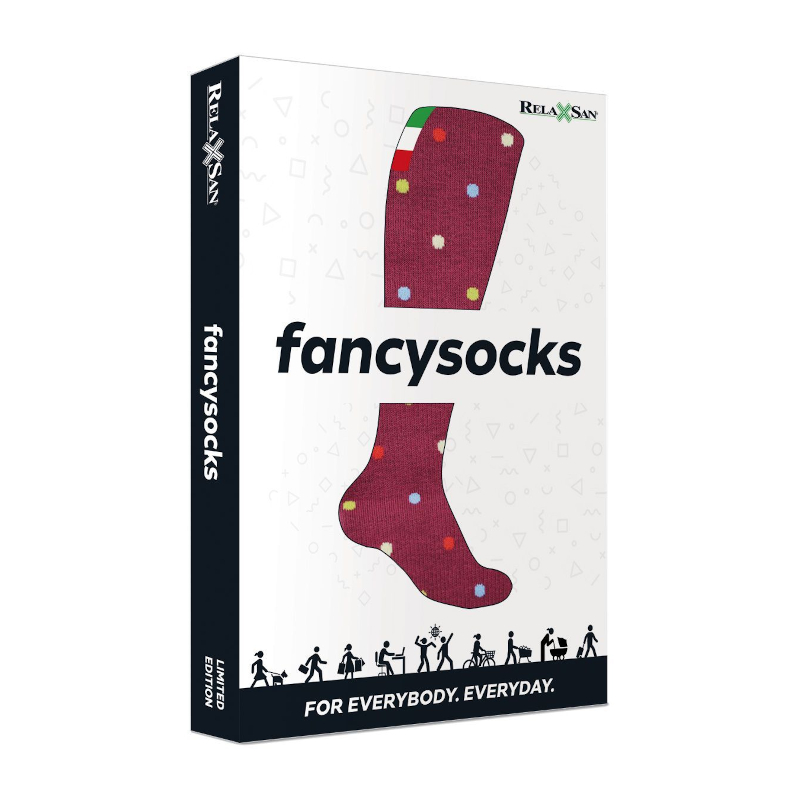 Изображение товара Компрессионные гольфы Relaxsan Cotton Socks Fancy 1 класс бордово-гороховые