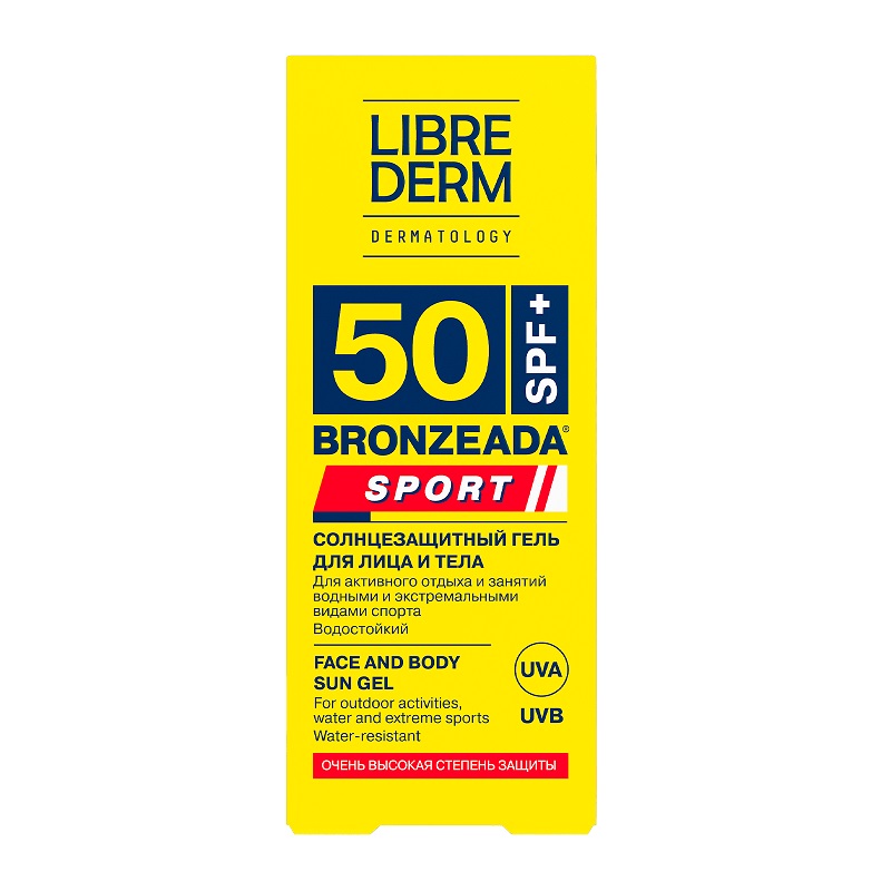 Librederm Бронзиада Спорт гель cолнцезащитный для лица и тела SPF 50 50 мл avotte средство для лица с экстрактом центеллы азиатской