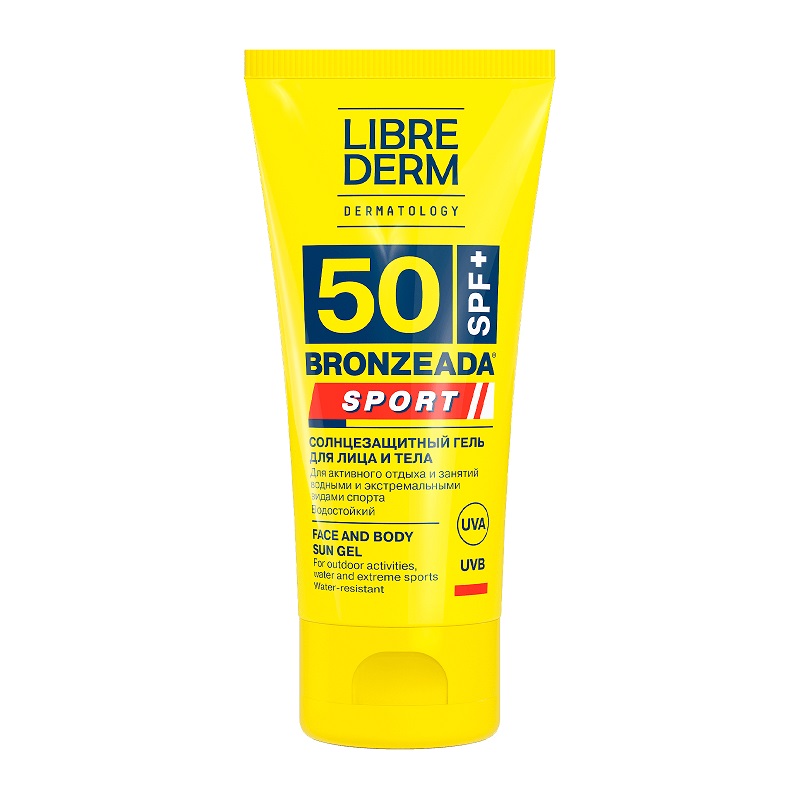Изображение товара Гель солнцезащитный Librederm Bronzeada Sport SPF 50 для лица и тела 50 мл