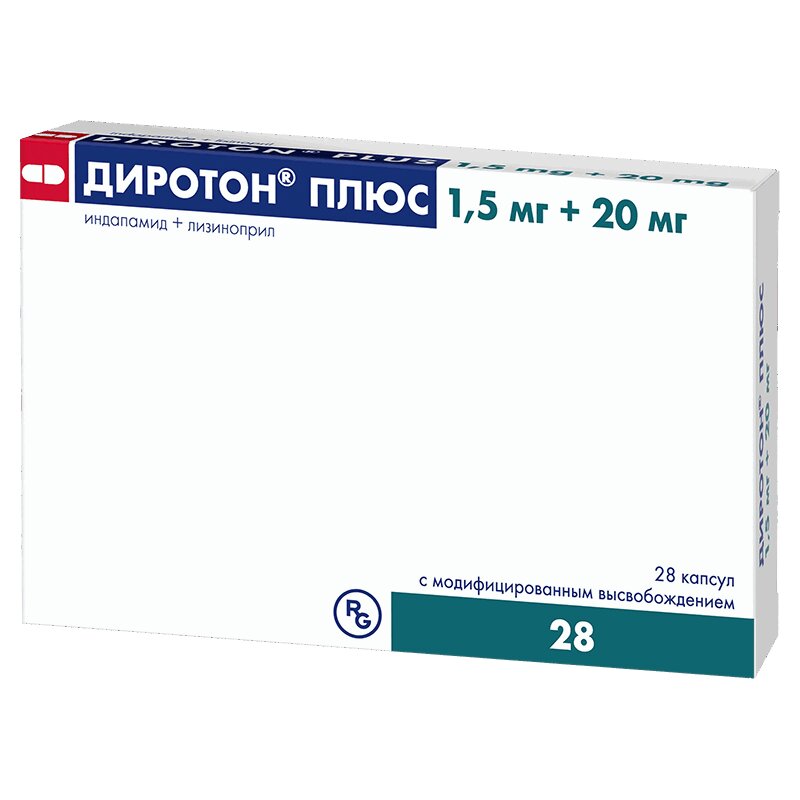 Диротон Плюс Капсулы 1,5 Мг+20 Мг 28 Шт Цена, Купить В Москве В.