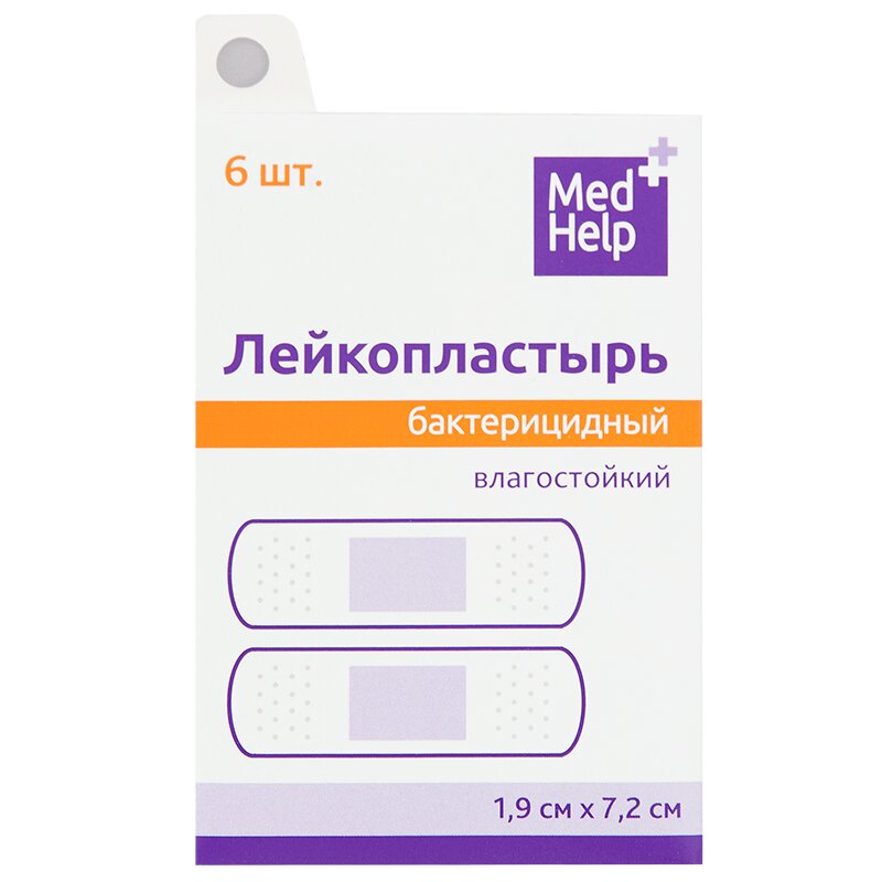 

MedHelp Пластырь бактерицидный влагостойкий 1,9 см х 7,2 см 6 шт
