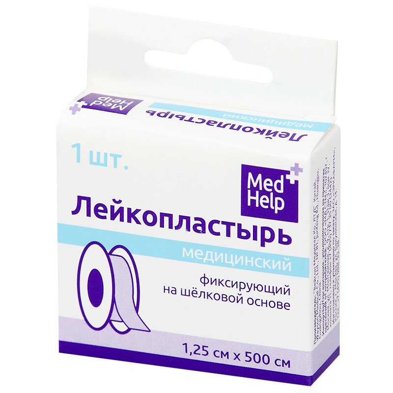 

MedHelp Лейкопластырь фиксирующий на шелковой основе 1,25 см х 500 см