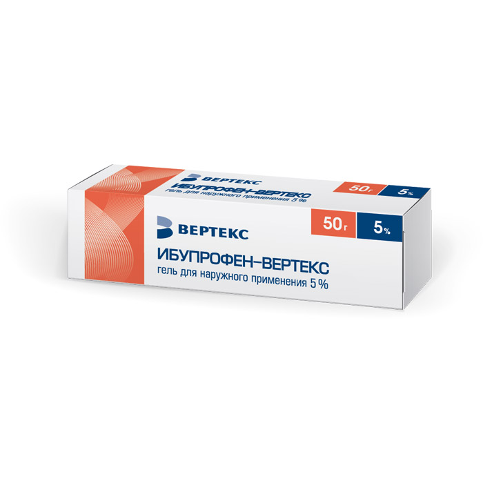 Ибупрофен-ВЕРТЕКС гель 5% туба 50 г фенибут вертекс таблетки 250мг 20шт