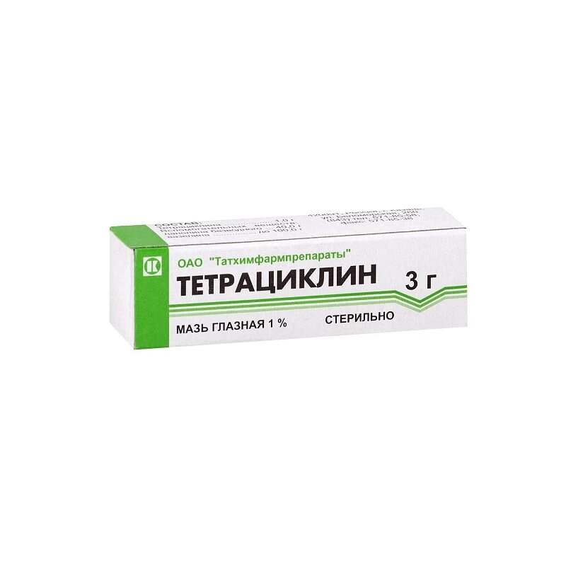 

Тетрациклин 1% мазь глазная 3 г