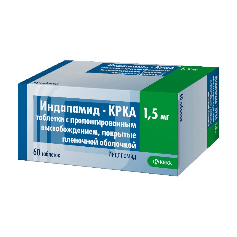 Изображение товара Индапамид-КРКА 1,5 мг таблетки с пролонгированным высвобождением 60 шт
