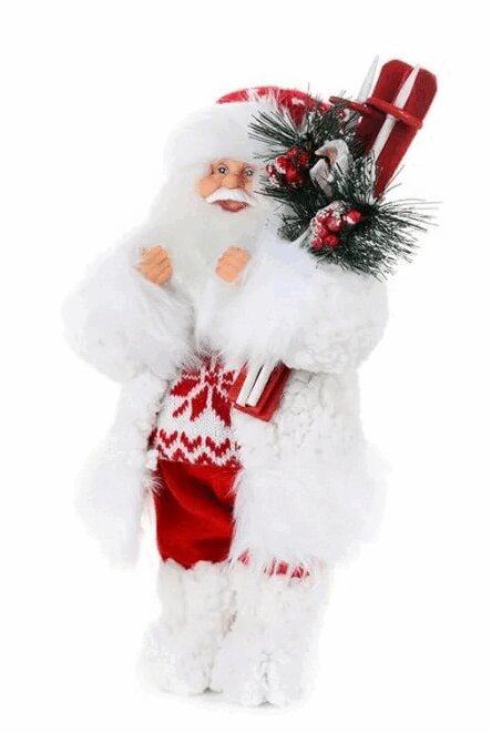 MaxiToys Дед Мороз в Свитере со Снежинкой и Лыжами 32 см дед мороз