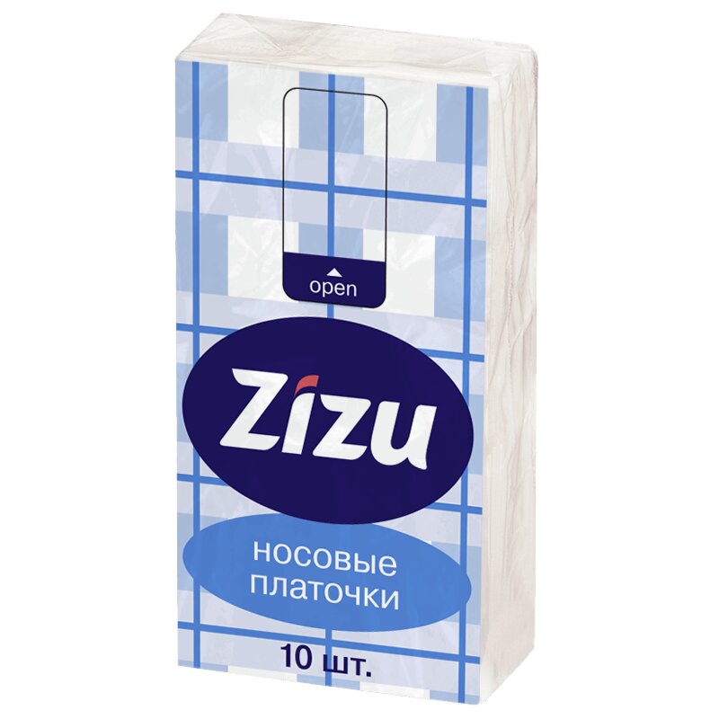 Zizu Платочки бумажные носовые 10 шт платочки носовые lelea 3 х слойные mint 10 шт