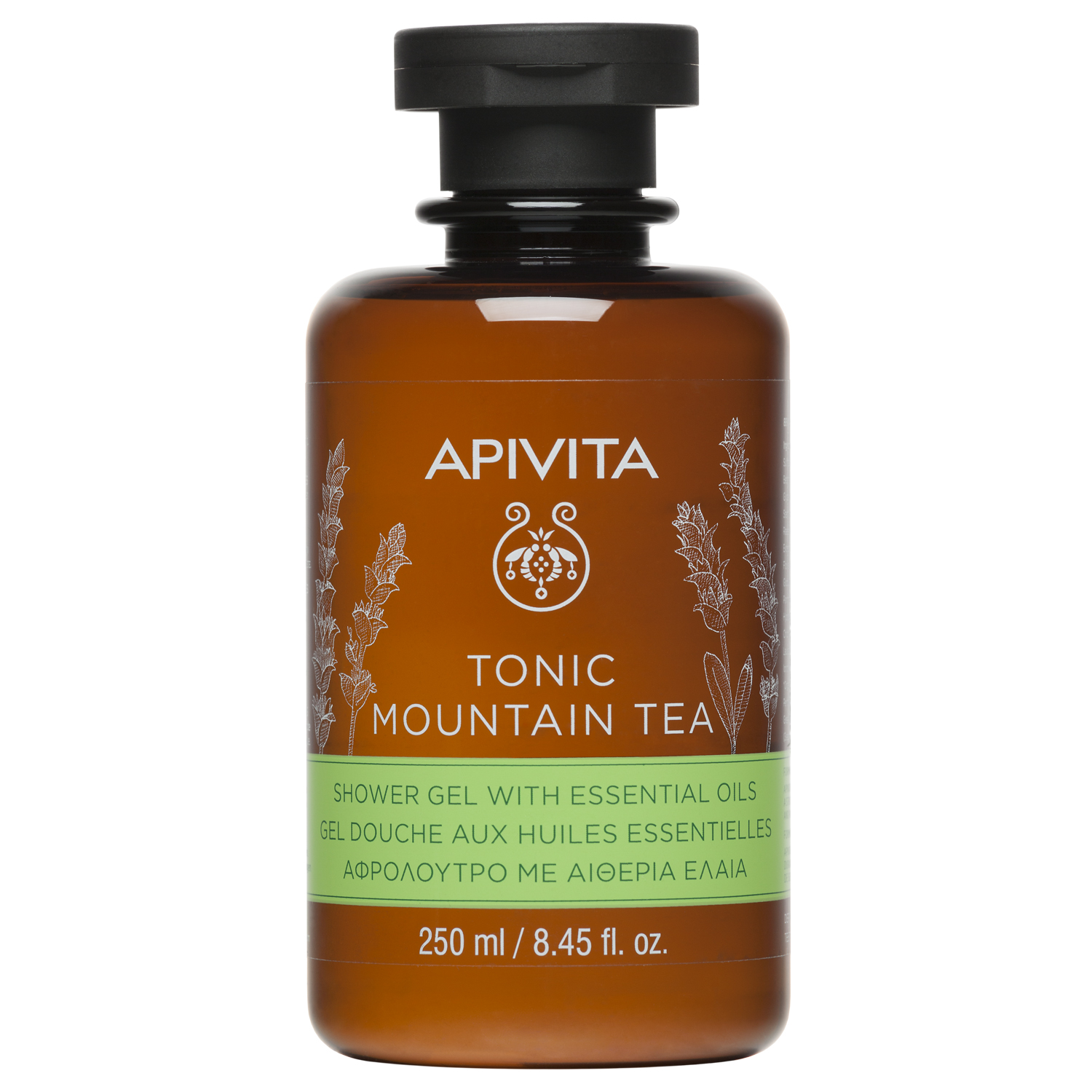 Apivita Тонизирующий горный чай Гель для душа с эфирными маслами фл.250 мл botavikos гель для душа energy энергия и сияние 200