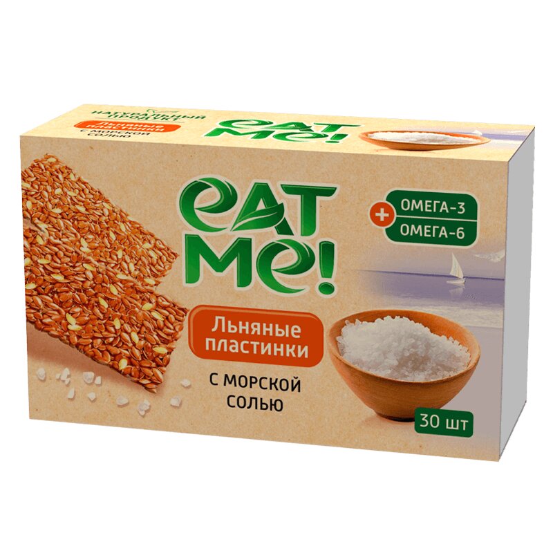 Eat Me! Льняные пластинки с морской солью 30 шт паста chikalab captain peanut арахисовая паста с морской солью