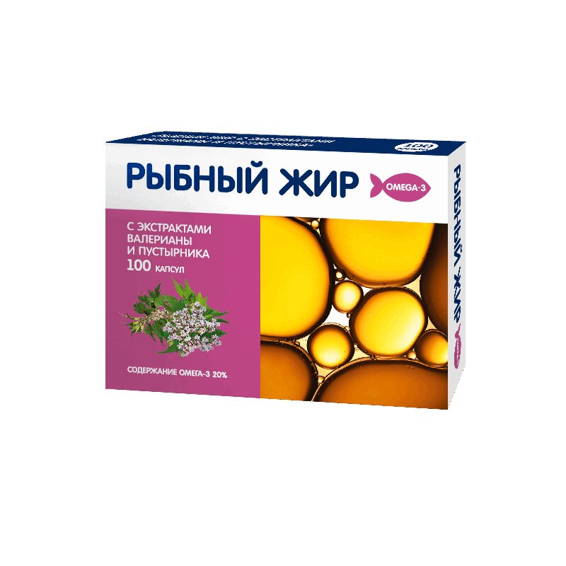 Изображение товара PL Рыбный жир с экстрактом валерьяны и пустырника капсулы 100 шт