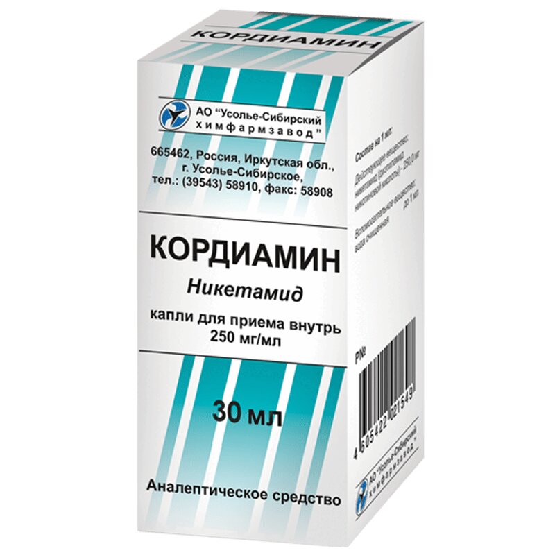 

Кордиамин 250 мг/мл капли для приема внутрь 30 мл