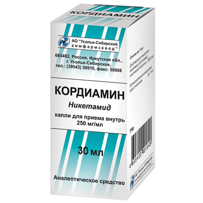 Кордиамин капли для приема внутрь 250 мг/ мл фл.30 мл 1 шт