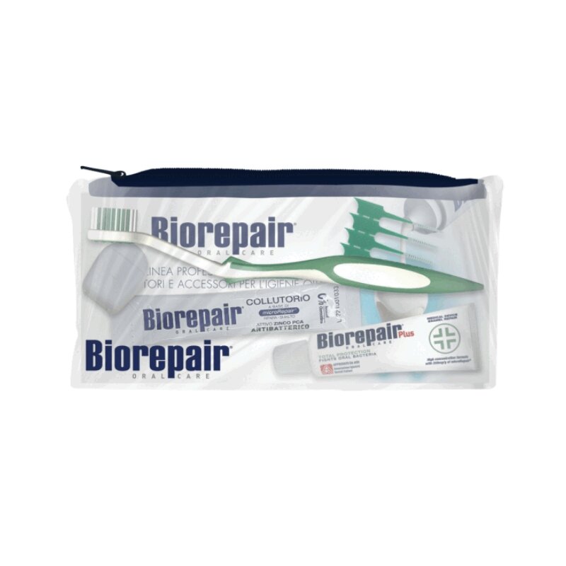 BioRepair  Набор дорожный (зубная паста+щетка+нить+ополаскиватель+зубные ершики+кейс) biorepair одноразовые мягкие ершики зауженные 40 шт
