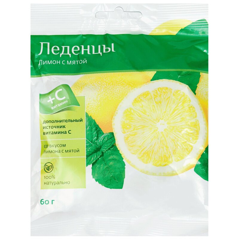 

PL Леденцы с витамином С Лимон-Мята 60 г