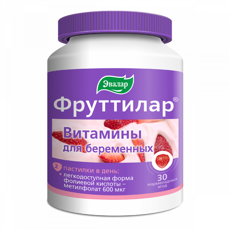 

Эвалар Фруттилар Витамины для беременных пастилки жевательные Мармеладные ягоды 30 шт