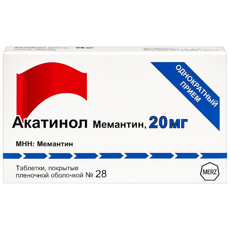Изображение товара Мемантин 20 мг таблетки для лечения деменции при болезни Альцгеймера, 28 шт