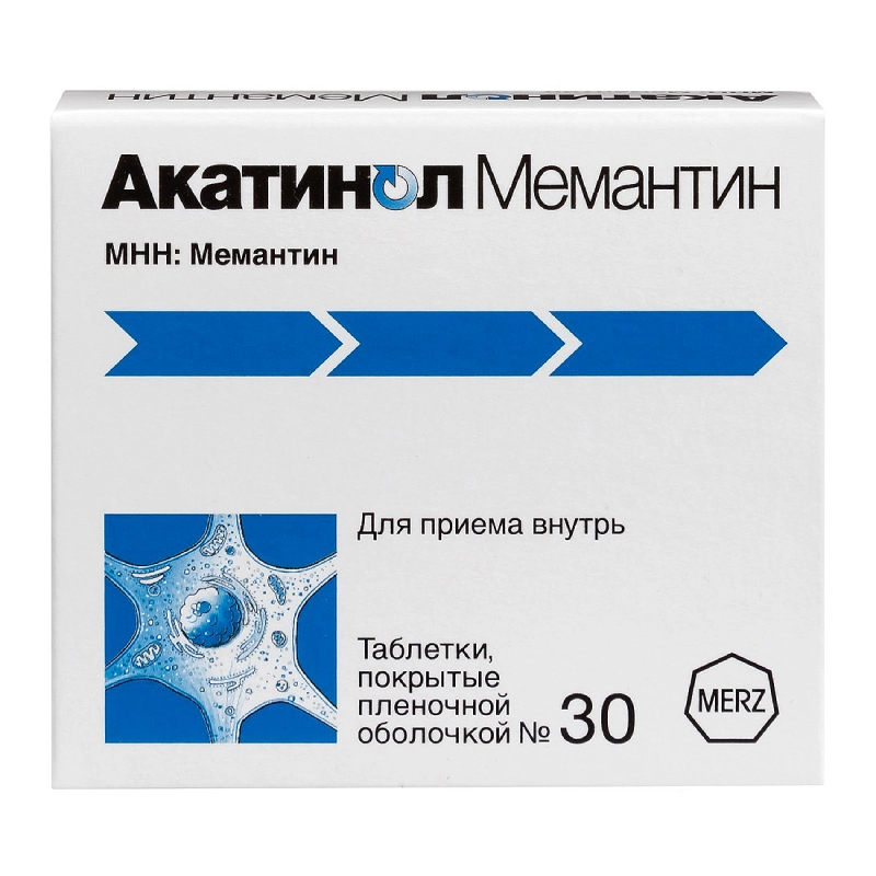 Изображение товара Акатинол Мемантин 10 мг таблетки 30 штук для лечения деменции и болезни Альцгеймера