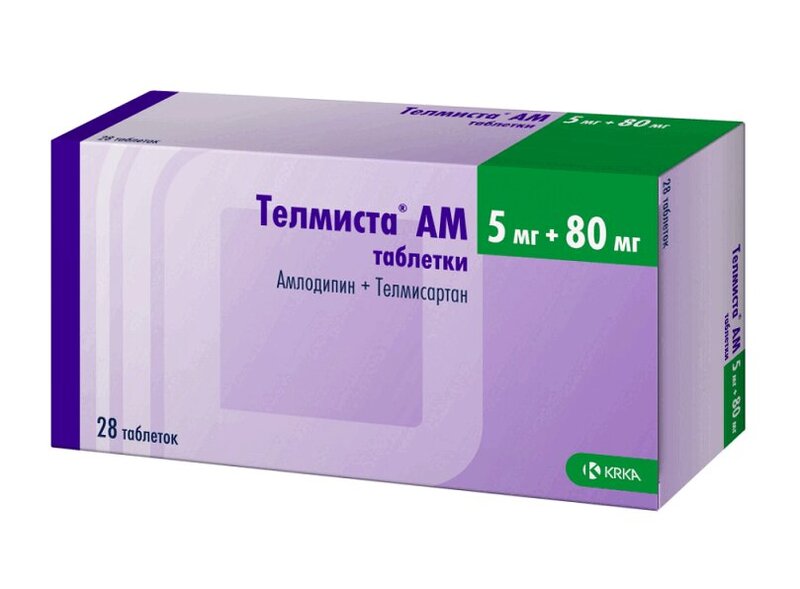 Изображение товара Телмиста АМ 5 мг+80 мг таблетки 28 шт