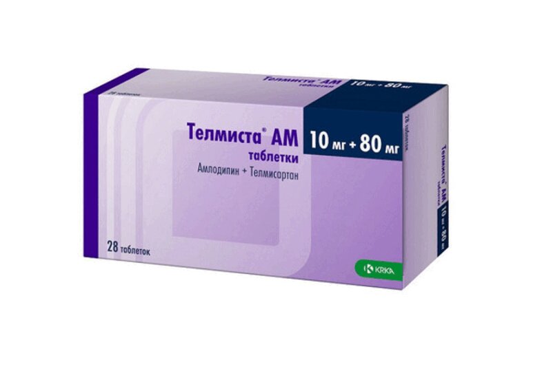 Изображение товара Комбинированные таблетки Телмиста АМ 10 мг+80 мг для гипертензии 28 шт