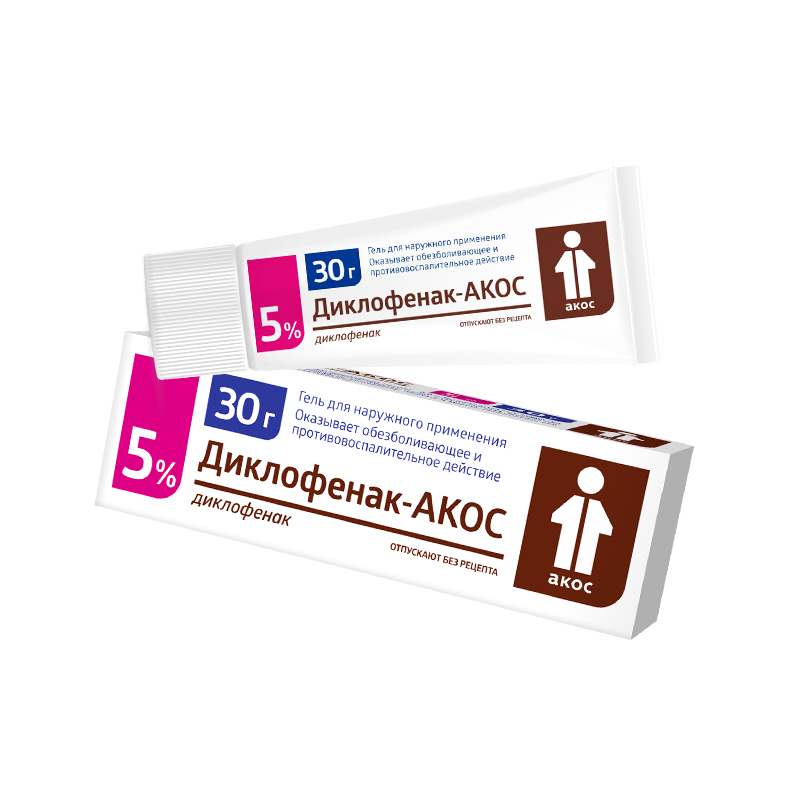 Изображение товара Диклофенак-АКОС 5% гель для наружного применения 30 г