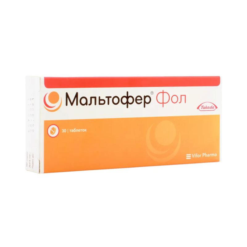 Изображение товара Мальтофер Фол жевательные таблетки 100 мг железа и 0.35 мг фолиевой кислоты 30 шт