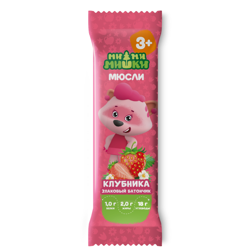 

Ми-ми-мишки Батончик-мюсли злаковый Клубника 24 г