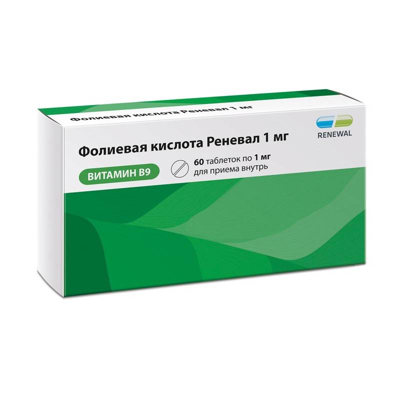

Фолиевая кислота Реневал 1 мг таблетки 60 шт
