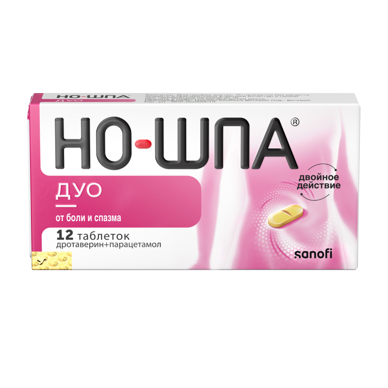 

Но-шпа Дуо 40 мг+500 мг таблетки 12 шт
